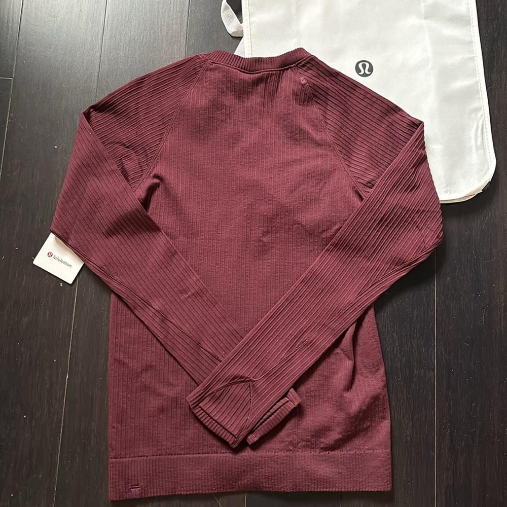 LULULEMON REST LESS PULLOVER RIBBED IN GARNET SZ 4 NWT - Picture 3 of 6